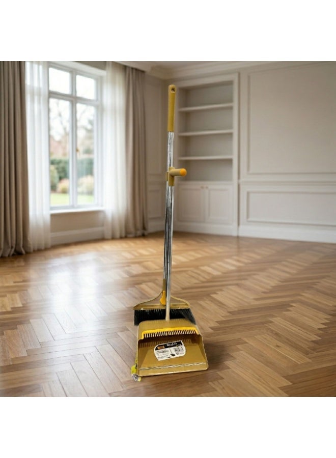طقم مكنسة ومجرود يدوي بمقبض طويل أدوات تنظيف منزلية متينة بتصميم عصري وأنيق - Image 1
