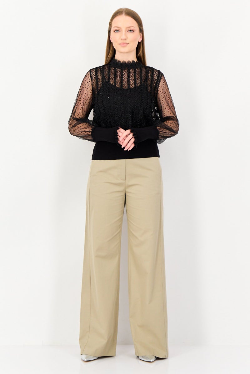 VERO MODA قميص نسائي بأكمام طويلة و ياقة مرتفعة، أسود - Image 4