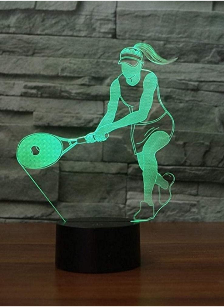 althiqahkey - Night Light Cool Tennis Ball 3D Optical Night Light 7 Color Changing Table Lamps with light Flat & ABS Base USB Cable Home Decor - Image 1