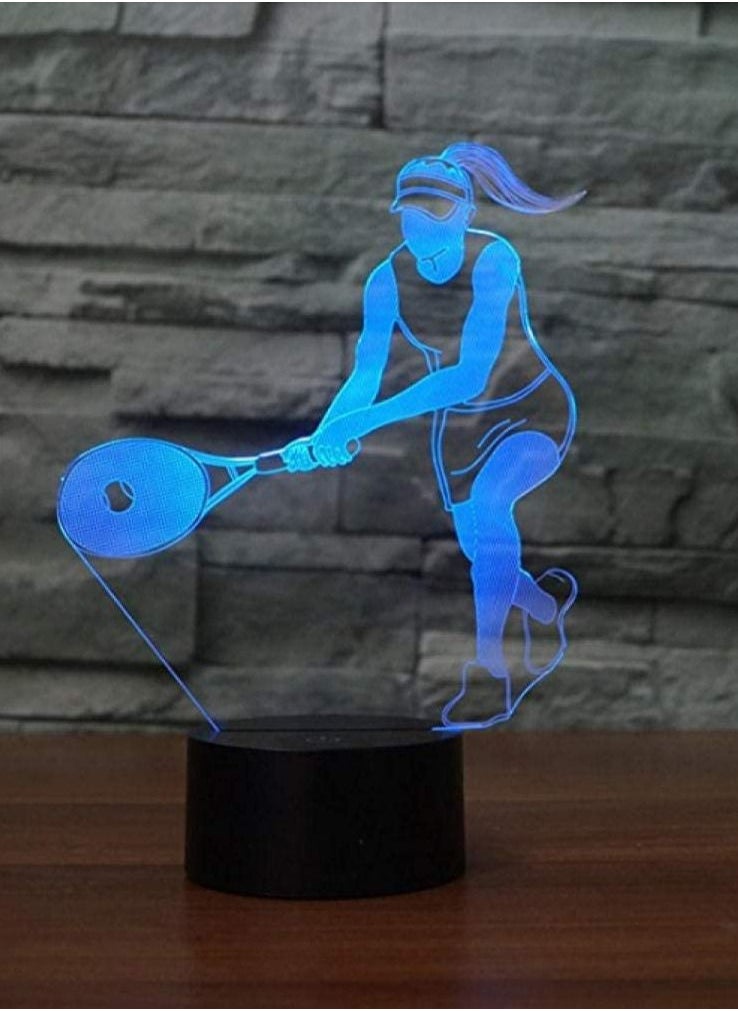 althiqahkey - Night Light Cool Tennis Ball 3D Optical Night Light 7 Color Changing Table Lamps with light Flat & ABS Base USB Cable Home Decor - Image 1