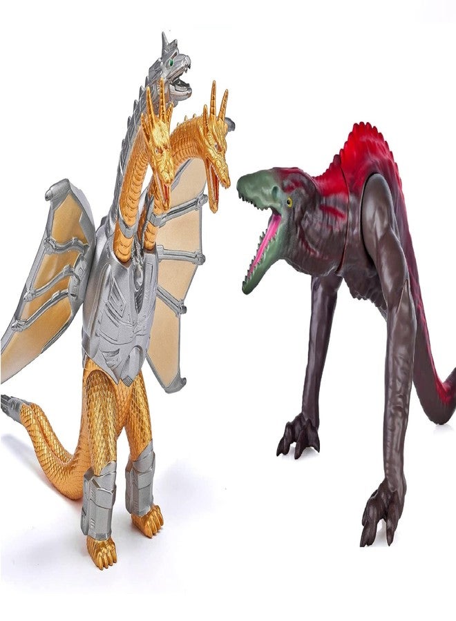 De-Lite Super Saver Combo Pack Premium King of Monsters Vinyl Plastic PVC Action Figures Movie Collectible Toys (Ghidorah v/s Skull Crawler, Size 15cm) - Image 1