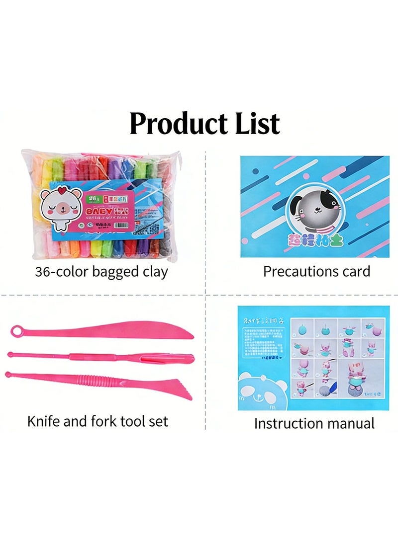 36 Vibrant Colors Air Dry Clay Kit (3 Sculpting Tools & Instruction Manual Included) - Non-Toxic DIY Educational Modeling Clay for Kids, Creative Handcraft Toy - Image 2