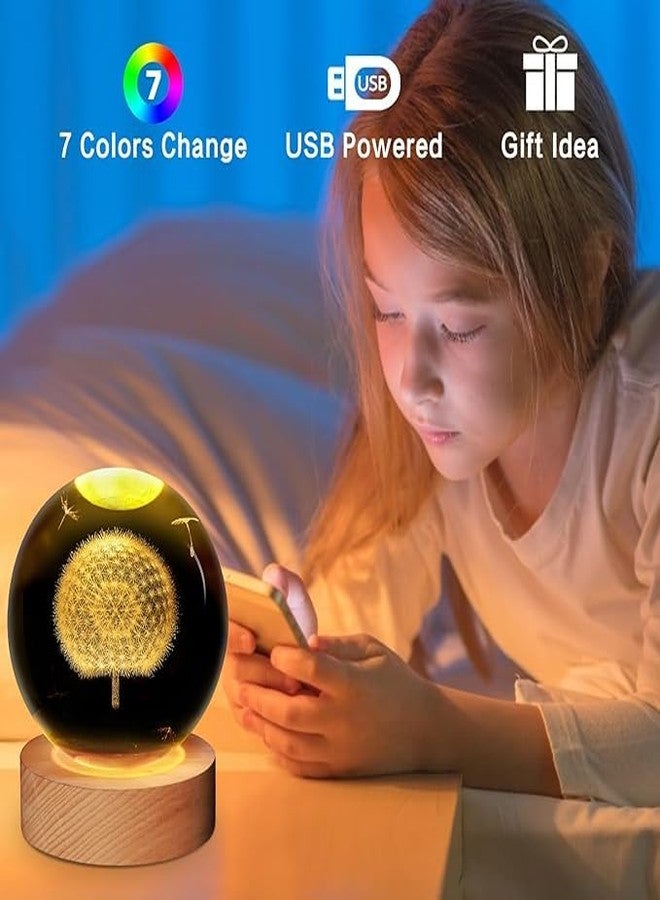 XERGY 3D Galaxy Crystal Ball Night Light, LED Solar System Crystal Ball Night Light with Wooden Base (Dandelion) - Image 4