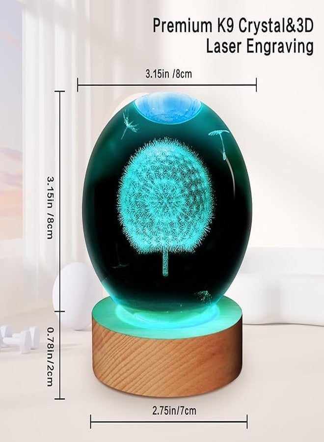 XERGY 3D Galaxy Crystal Ball Night Light, LED Solar System Crystal Ball Night Light with Wooden Base (Dandelion) - Image 3