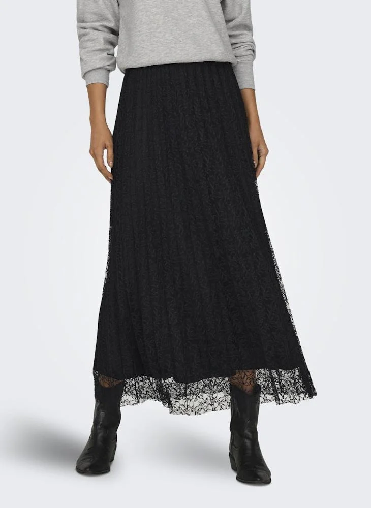 ONLY Mesh Detail Pleated Maxi Skirt