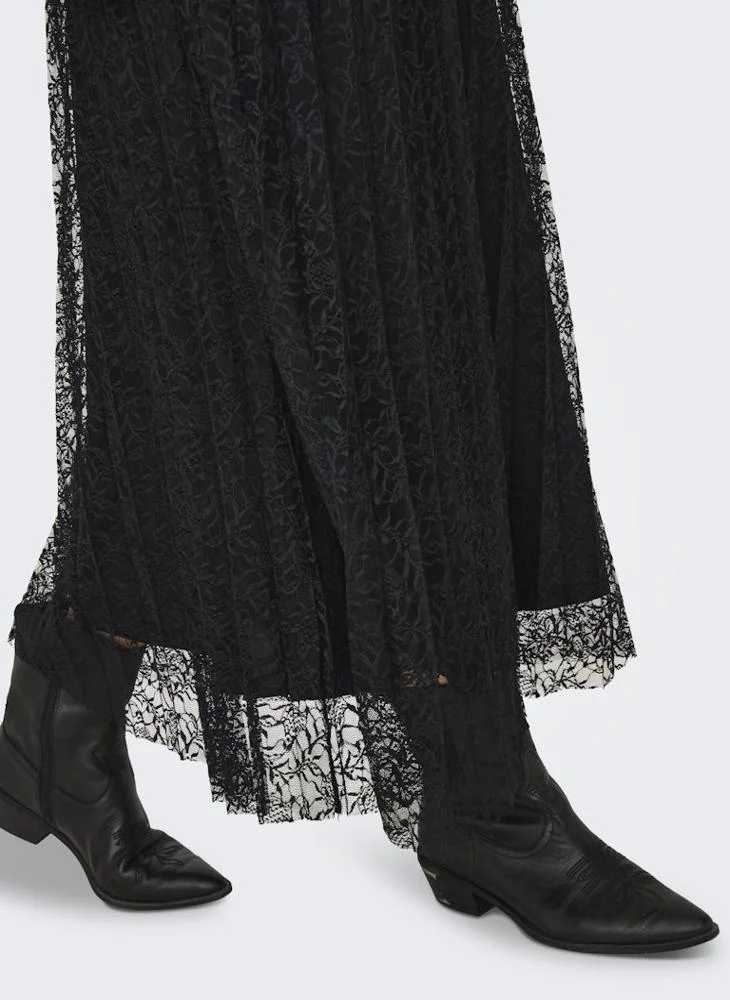 ONLY  Mesh Detail Pleated Maxi Skirt for Women | Best Price UAE