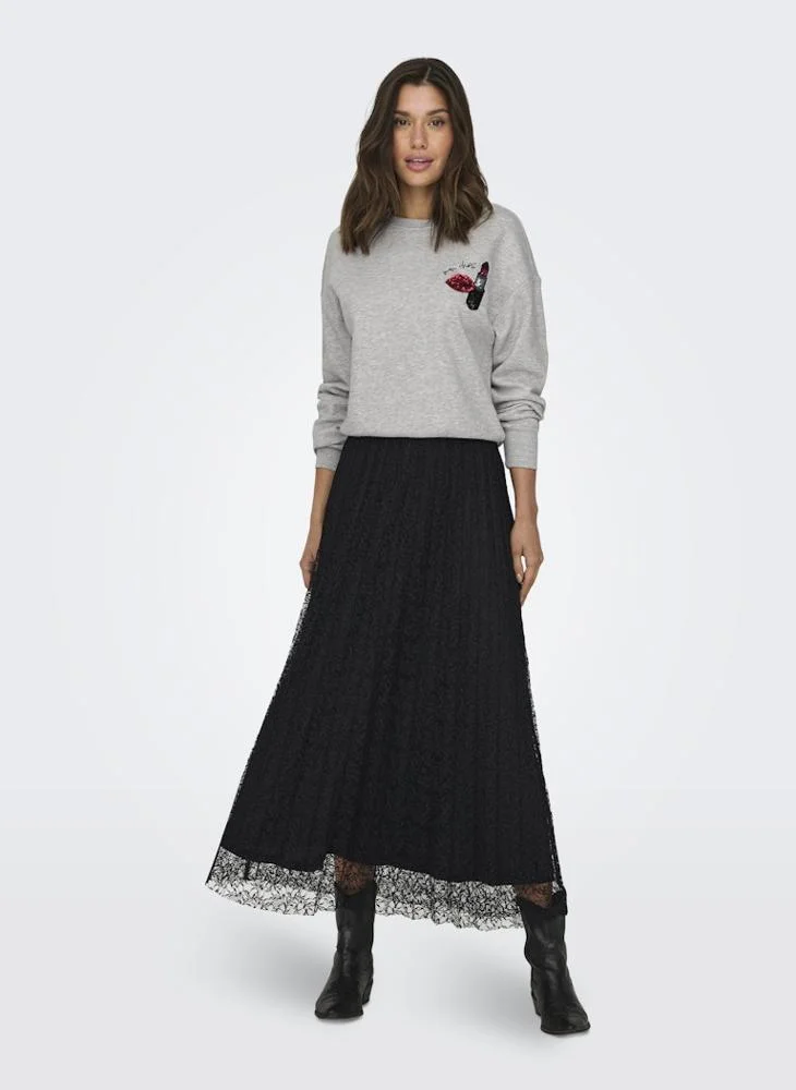 ONLY  Mesh Detail Pleated Maxi Skirt for Women | Best Price UAE