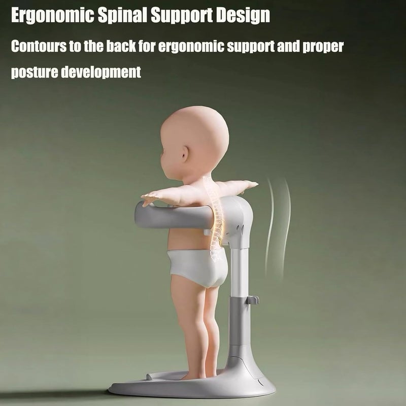 PandaEar Baby Shower Stand  Adjustable Baby Bath Stand with Safety Handle  Foldable Infant Shower Standing Support with AntiSlip Base for Babies 636 Months Newborns  Toddlers Grey - Image 2