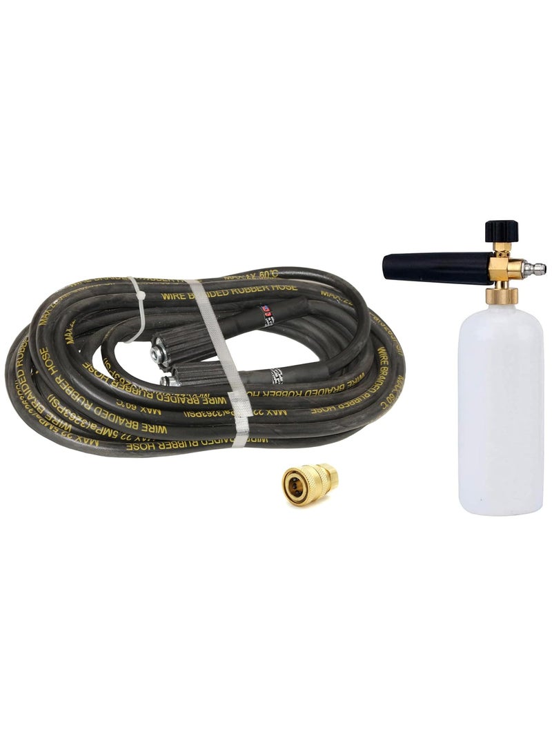 Digital Craft Digital Craft Hydraulic Pressure Washer Hose Pipe 3263PSI M2215 14mm High Pressure Washer Hose Spray Water Hydraulic Pressure Washer Pipe 10MTRSnow Foam Lance GunQuick Connector 