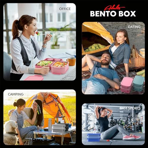 Jelife Adult Bento Box Lunch Box - Large Style Stackable Bento Lunch Box for Adults, 72oz All-in-One 3 Layers Bento Boxes Leak-Proof Lunchbox with Utensil Sauce Containers for Dining Out,Work, Black - Image 5