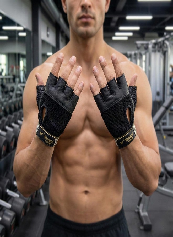 فينكس قفازات فينكس الرياضية - ذهبية | قفازات رياضية مانعة للانزلاق وجيدة التهوية لركوب الدراجات الهوائية ورفع الأثقال | قفازات تدريب متينة ومريحة (زوج واحد) - Image 4