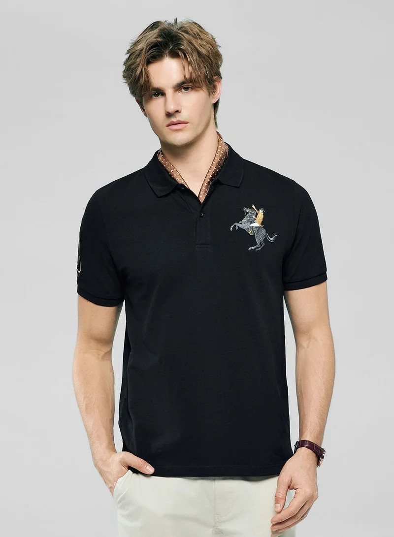 Men’s Slim Fit Napoleon Embroidery Lycra Pique Polo