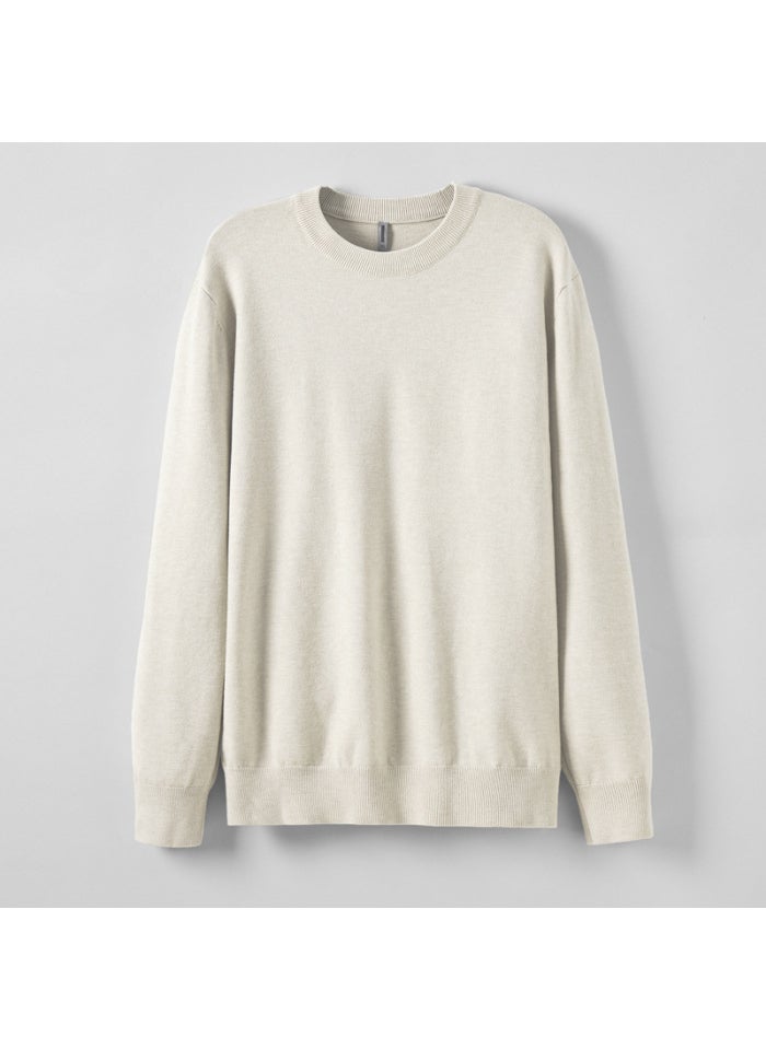 Sheep Wool Crewneck Sweater Mens Self-heating Lyocell Knitted Base Pullover Sweater Spring and Autumn Dark gray