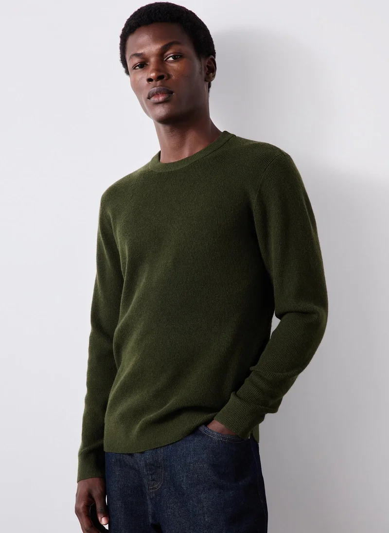 Matalan Khaki Smart Ribbed Crew Neck Jumper