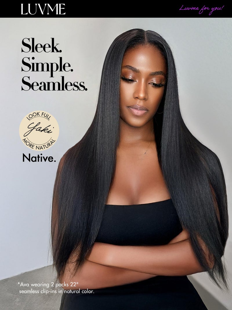 LUVME Yaki Straight Seamless Clip in Hair Extensions 2 Pack 220g, 16 Inch Natural Black, 100% Real Remy Human Hair, Soft Full Volume, Easy Clip Ins for Daily Wear, Work, Parties & Weddings - Image 3
