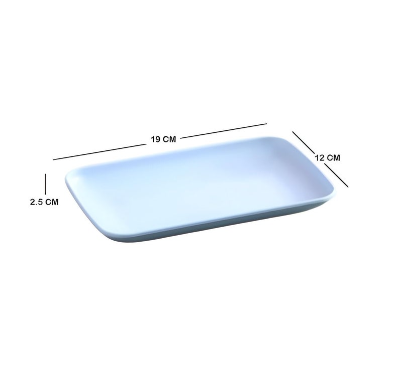 Amillee Small Unbreakable Tableware Rectangle Food Plate, Wheat Straw Eco Friendly Biodegradable Dinner Plates Dessert Plates Fruit Dish for Dessert Cupcake Salad (Pack of 4, Blue) - Image 2