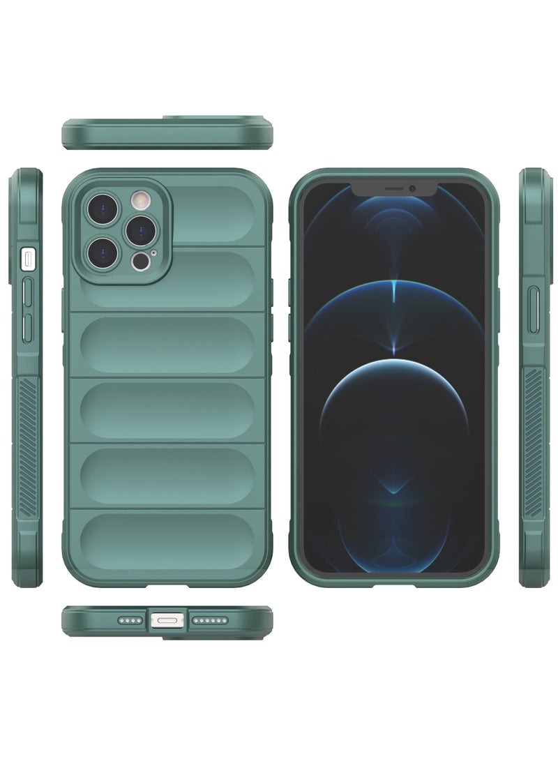 جراب موبايل ماجيك شيلد  سيليكون مضاد للصدمات وحمايه للكاميرا متوافق Iphone 12 Pro Max (اخضر غامق) - Image 3