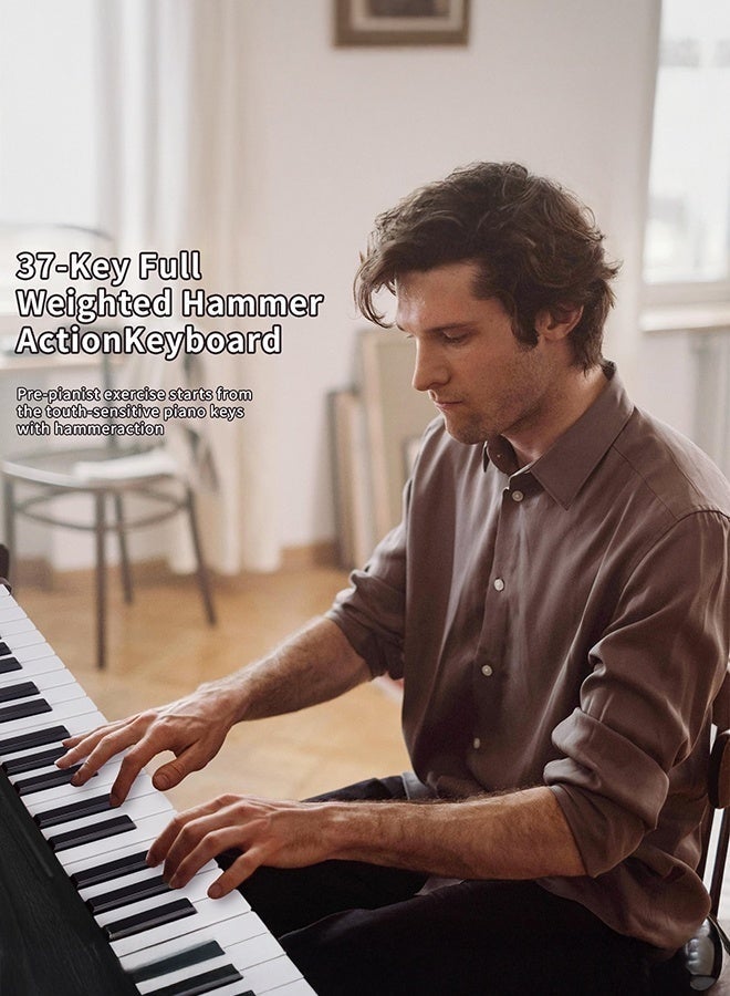 WALALLA 37 Keys Digital Wood Piano, Real Sampled Sound Source High Sensitivity Weighted Keyboard Portable keyboard Connection Suitablefor Beginners/Adults fully weighted - Image 2