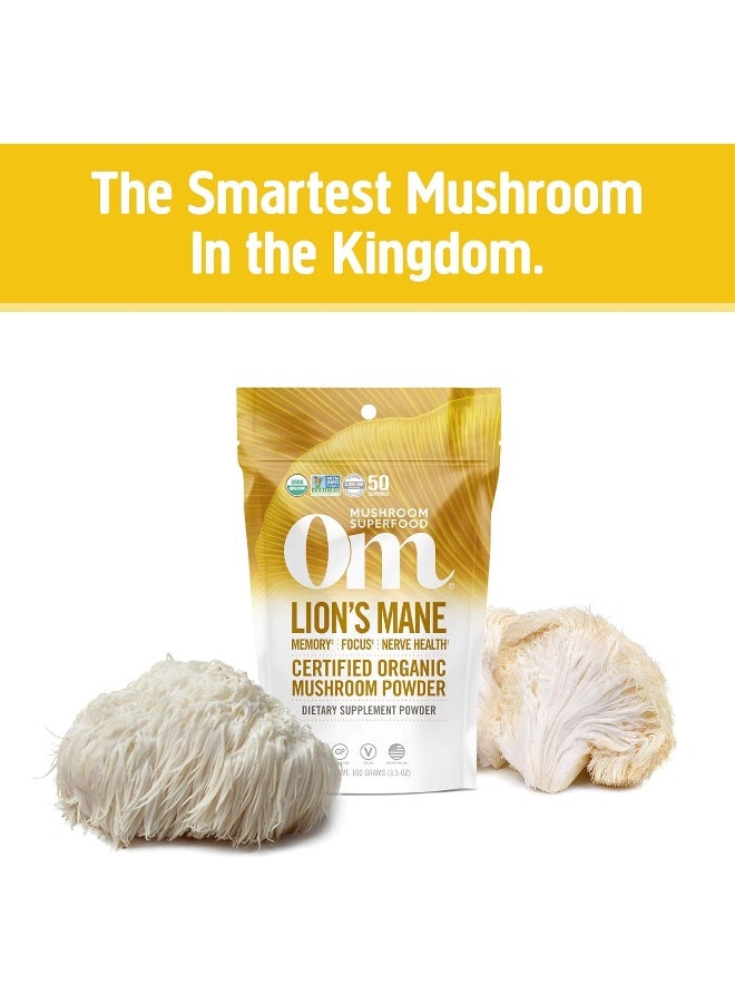Om Organic Mushroom Superfood Powder, Lion's Mane, 3.5 Ounce (50 Servings), Memory Support, Focus, Clarity & Nerve Health Supplement - Image 4