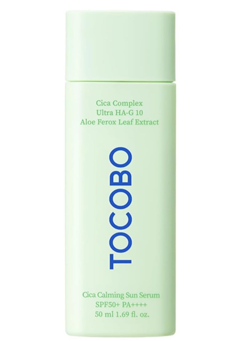 Tocobo Cica Calming Sun Serum SPF50 PA++++ 50 ml 1.69 fl. oz - Fermented Cica Complax, Cape Aloe Leaf Extract, Soothing Overheated Skin, Reduces Skin Tempetature  - Image 1