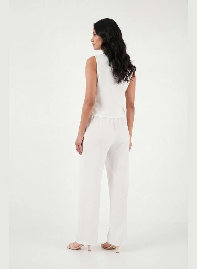 Lela  Lela Regular Fit Tie Detail Crew Neck Suit Women's SET 5866466 for Women | Best Price UAE