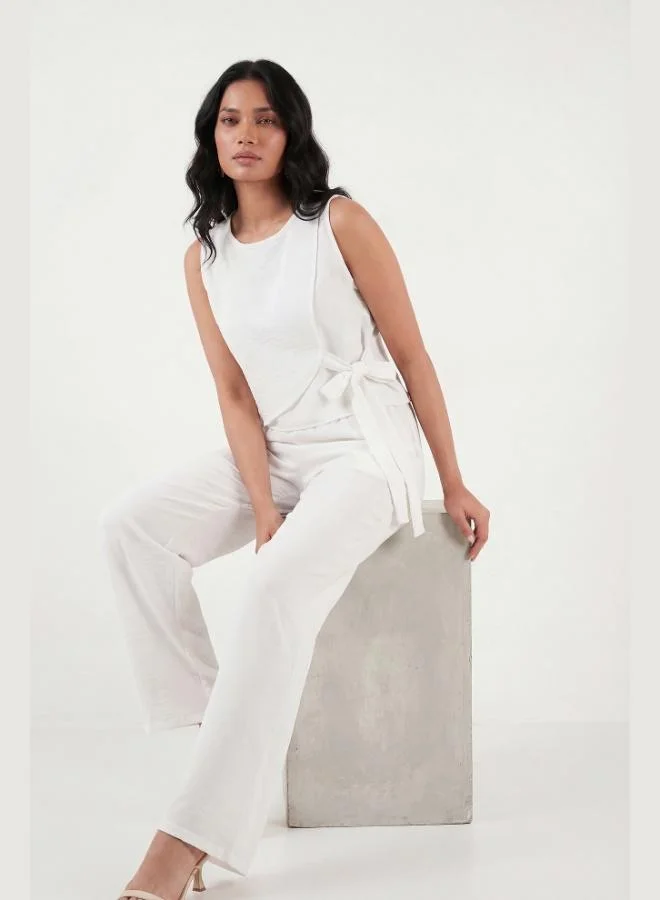 Lela  Lela Regular Fit Tie Detail Crew Neck Suit Women's SET 5866466 for Women | Best Price UAE