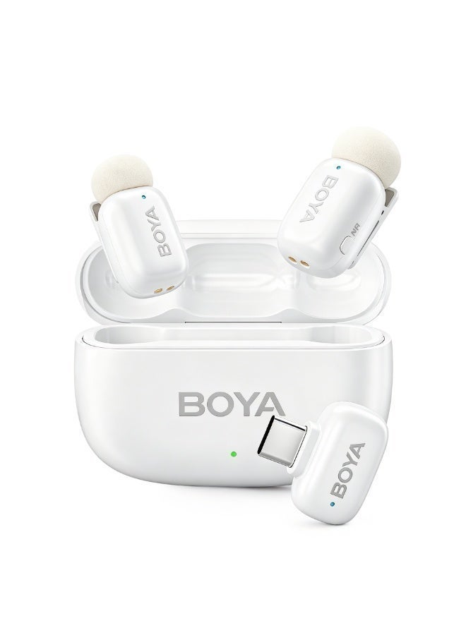 BOYA (New Arrivals)BOYA mini 2-02 White Wireless Lavalier Microphone  for iPhone 15/16/17 Android PC with USB-C Port, Original AI Noise Cancelling Mic Super mini Mic for Vlogging - Image 1