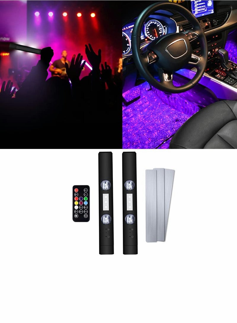 Rechargeable RGB Wireless LED Car Interior Ambient Lighting Kit, Voice-Activated Underdash Lights with Remote Control, 2-Piece Set for Enhanced Vehicle Atmosphere. - Image 1