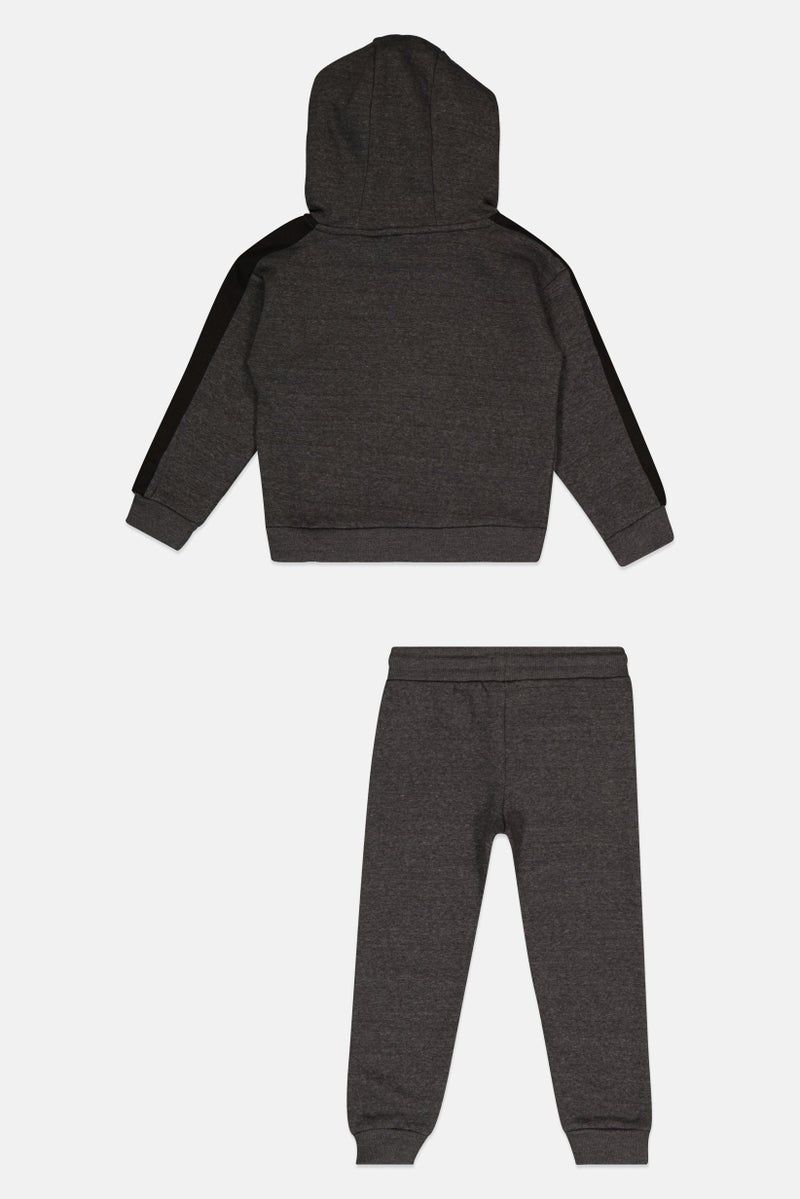 Nicce طقم هودي وسروال برباط للأطفال الأولاد 2 قطعة، رمادي داكن - Image 3