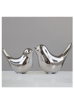 SYOSI Bird Statue Decor 2 Pack Ceramic Small Animal Figurines Accent Home Decor Sculpture Ornaments for Living Room  - Image 1