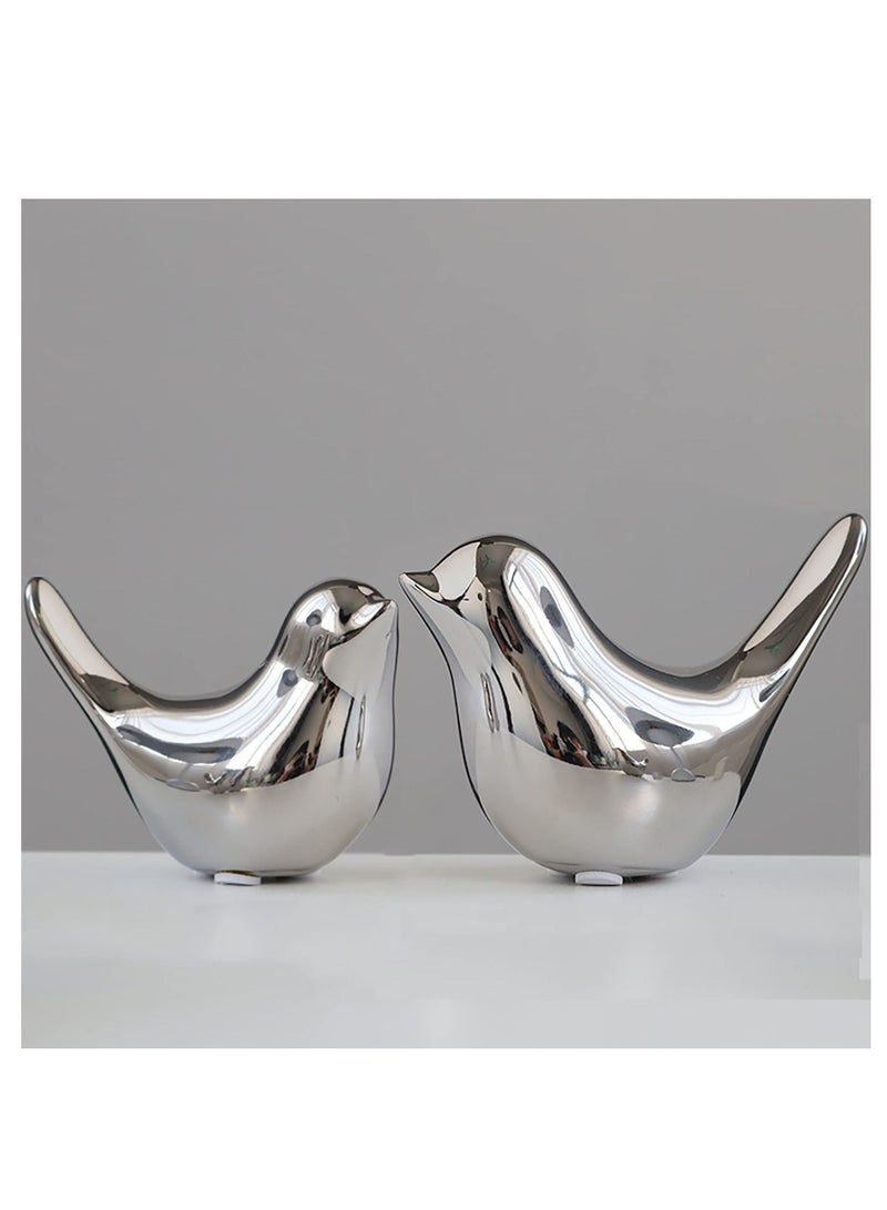 SYOSI Bird Statue Decor 2 Pack Ceramic Small Animal Figurines Accent Home Decor Sculpture Ornaments for Living Room  - Image 1