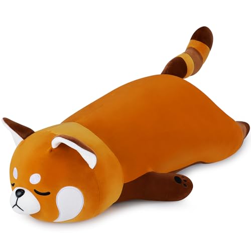 Auspicious beginning 30'' Giant Red Panda Plush Stuffed Animal - Large Sleeping Plush Toy Pillow, Cute Hugging Plushie, Room Decor, Christmas Birthday Gifts for Kids Girls Boys - Image 1