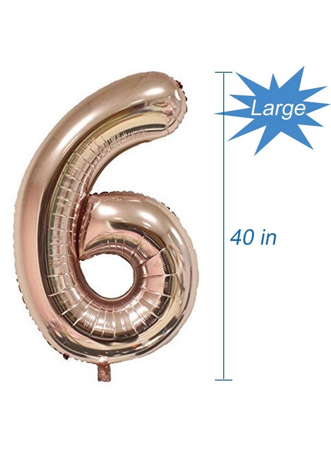 Tellpet Rose Gold Number 6 Balloon, 6Th Birthday Party Balloons, 40 Inch - Image 3