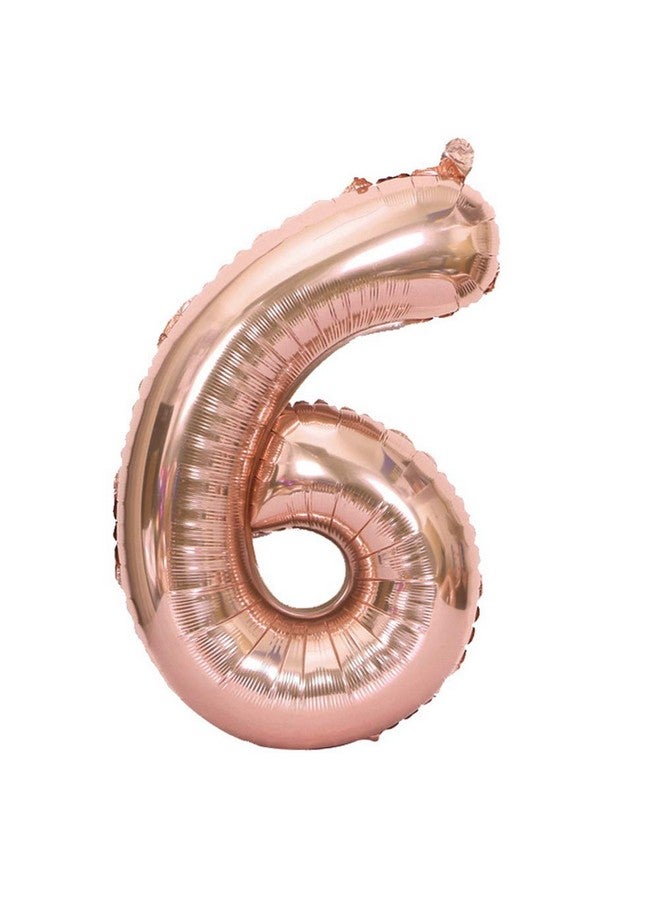 Tellpet Rose Gold Number 6 Balloon, 6Th Birthday Party Balloons, 40 Inch - Image 1