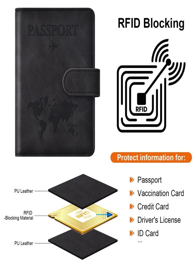 Eoehro Passport Holder for Travel Essentials, Passport Wallet Cover Case for Travel Must Haves Accessories,Passport Book Holders for Women and Men(black) - Image 4