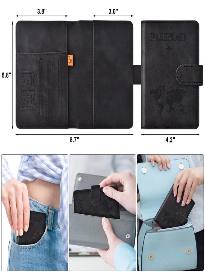 Eoehro Passport Holder for Travel Essentials, Passport Wallet Cover Case for Travel Must Haves Accessories,Passport Book Holders for Women and Men(black) - Image 2