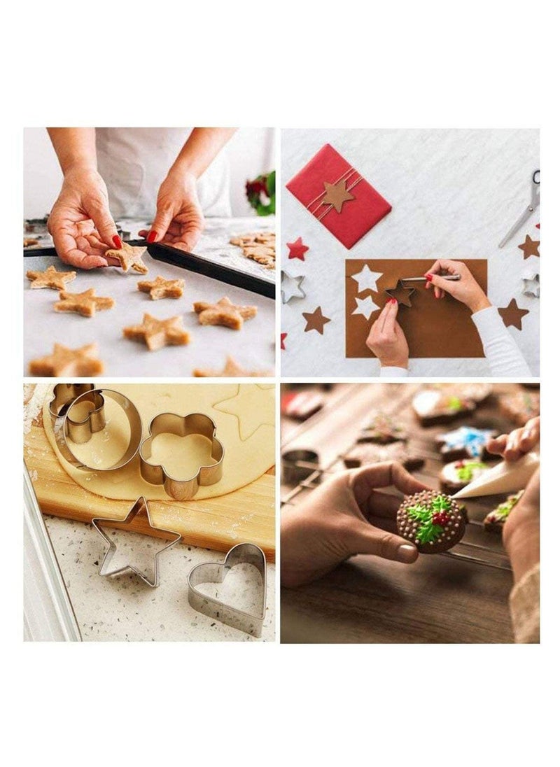 BLOOMING TIME - 24 Pcs Cookie Stainless Steel Mold Set Food Fruits Biscuits Cutters for Icing Pastry Sugar Craft Cake Decoration with Box - Image 1