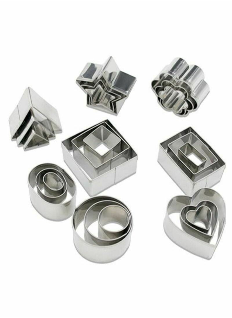 BLOOMING TIME - 24 Pcs Cookie Stainless Steel Mold Set Food Fruits Biscuits Cutters for Icing Pastry Sugar Craft Cake Decoration with Box - Image 1