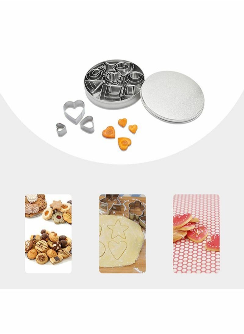 BLOOMING TIME - 24 Pcs Cookie Stainless Steel Mold Set Food Fruits Biscuits Cutters for Icing Pastry Sugar Craft Cake Decoration with Box - Image 1