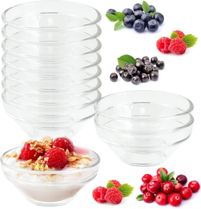 FMOACEN 10Pack Clear Glass Bowls  3 Stackable Serving Bowls for Ramekins Appetizer Tray Sauce Dish  25oz Capacity Perfect for BBQ Home Party Picnic Gathering - Image 1