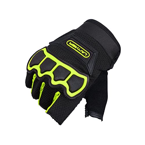 ZaySoo Gloves Protective Half Finger Hand Riding, Cycling, Bike Motorcycle Gym Gloves for Men - Green - Image 4