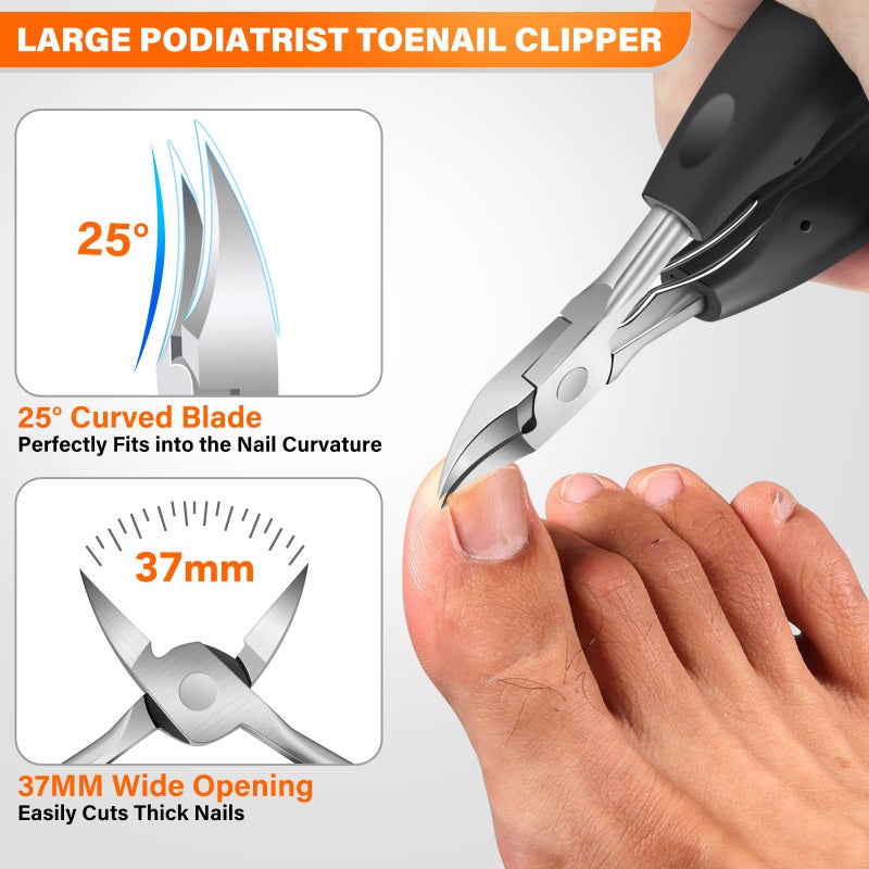 DRMODE Toenail Clippers for Seniors Thick Toenails, Large Toe Nail Clippers for Men Thick Nails with Wide Opening, Sharp Heavy Duty Ingrown Toenail Clippers Nail Cutter Long Handle with Slanted Blade - Image 2