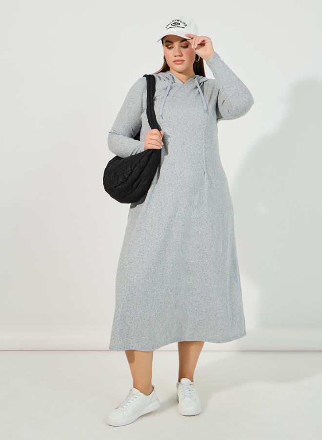 Styli Hooded Jersey Midi Dress  - Image 1