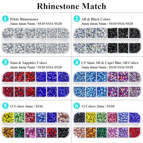 Briskbloom Hotfix Rhinestones Applicator Kit with 11000PCS Hot Fix Crystals 3mm 4mm 5mm, Bedazzler Kit with Rhinestones 10SS 16SS 20SS for Blinging Clothes Fabric, 3 Gems Sizs, Multi-Colors - Image 2