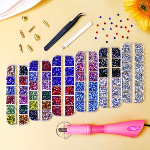 Briskbloom Hotfix Rhinestones Applicator Kit with 11000PCS Hot Fix Crystals 3mm 4mm 5mm, Bedazzler Kit with Rhinestones 10SS 16SS 20SS for Blinging Clothes Fabric, 3 Gems Sizs, Multi-Colors - Image 3