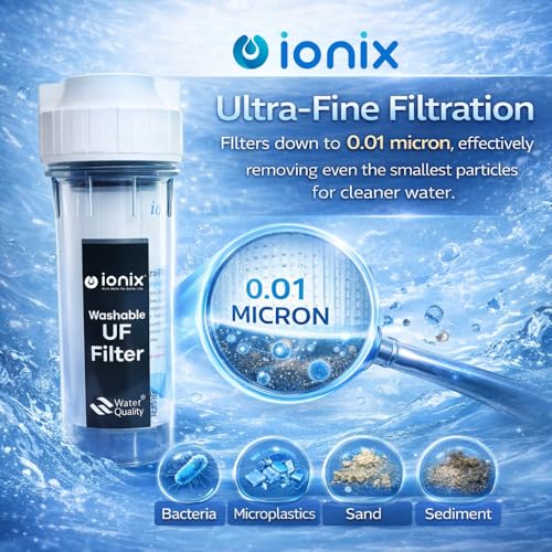 IONIX PVDF Full Transparent Casing for Mud Monitoring,Lifetime no Replacement Needed, Pre Filter for Water Purifier, Washable UF Filter 5-Year Life, 0.01 Micron,Compatible with All Ro's - Image 3