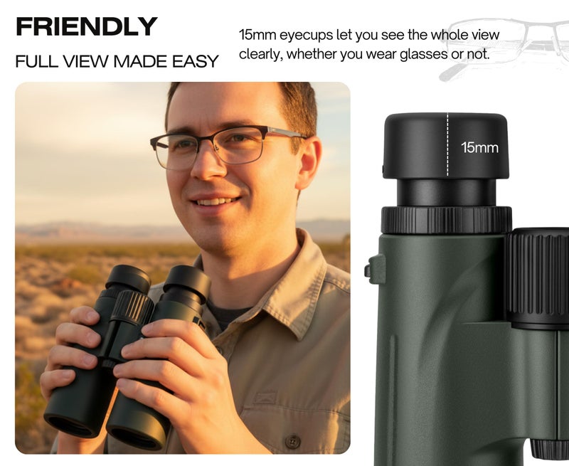 Hontry 8x42 Binoculars with IPX6 Waterproof Protection for Bird Watching, Hunting, Cruise Ship, Travel and Safari - Image 5