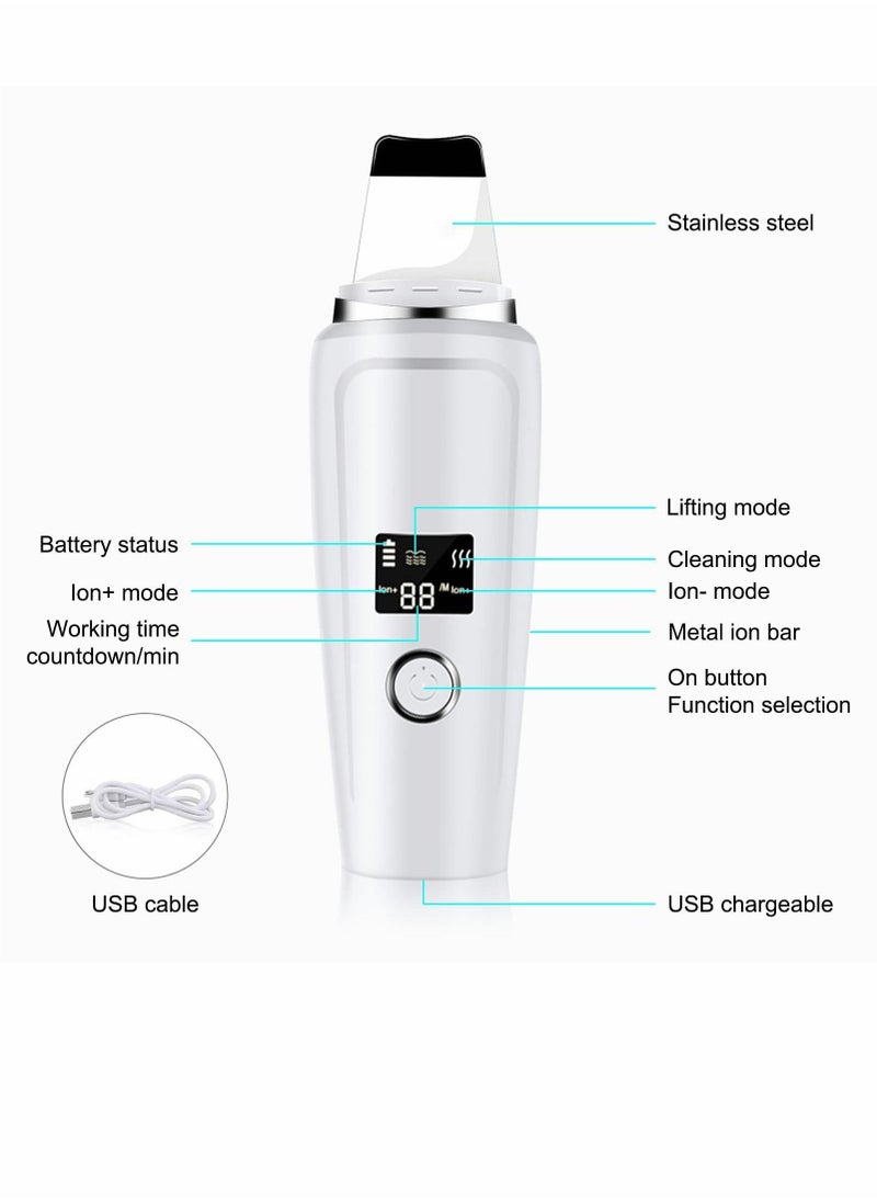NIBEMINENT Skin Scrubber Face Spatula, Blackhead Remover Pore Cleaner with LCD Display, Spatula Tool Four Modes, Comedones Extractor for Facial Deep  - Image 2