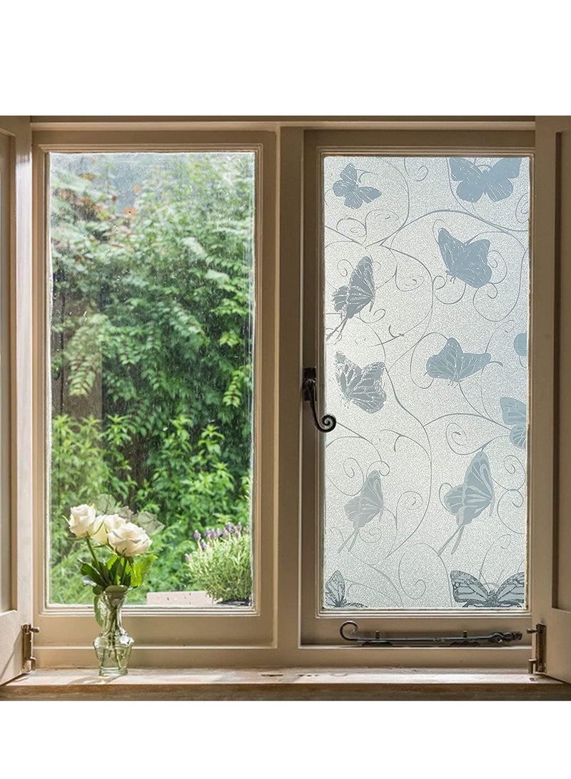 Captaintech Privacy Window Film, Static Cling Removable Sun UV Blocking and Heat Control Decorative Film for Home Office, Bedroom, Bathroom, Kitchen, Butterfly 45CMx200CM - Image 1
