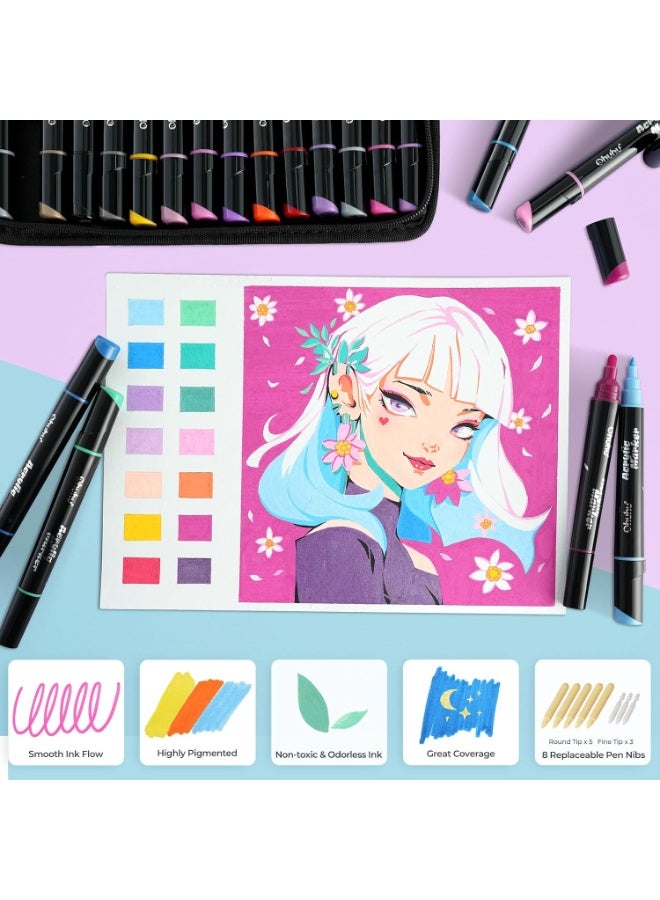 Ohuhu 30 Colors Acrylic Paint Pens : Dual Tip (Round & Fine) - Image 5